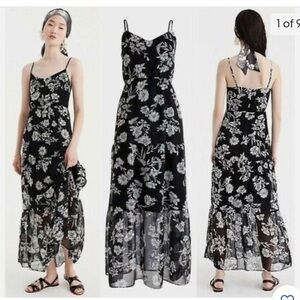 J. Crew Black and White Floral Maxi Dress